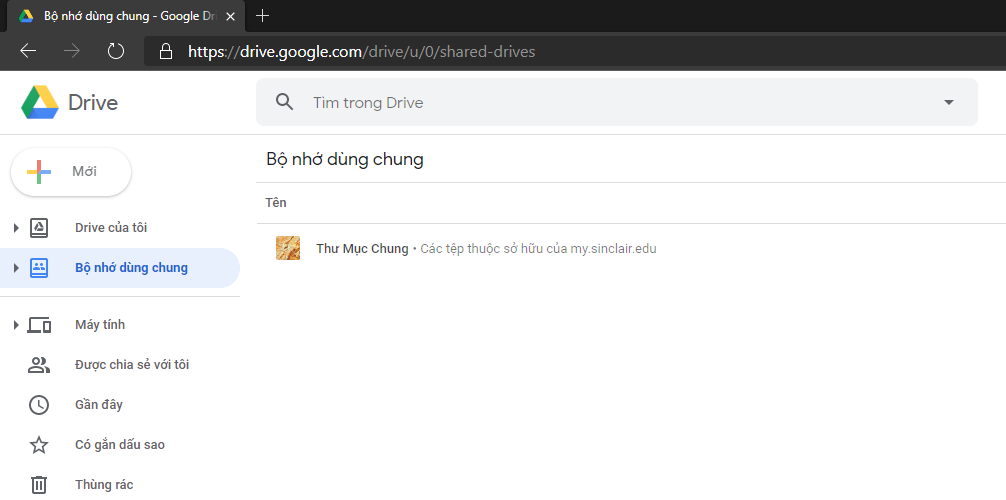 Bộ nhớ dùng chung Google Drive được tạo