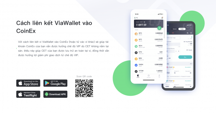 liên kết ViaWallet vào CoinEx