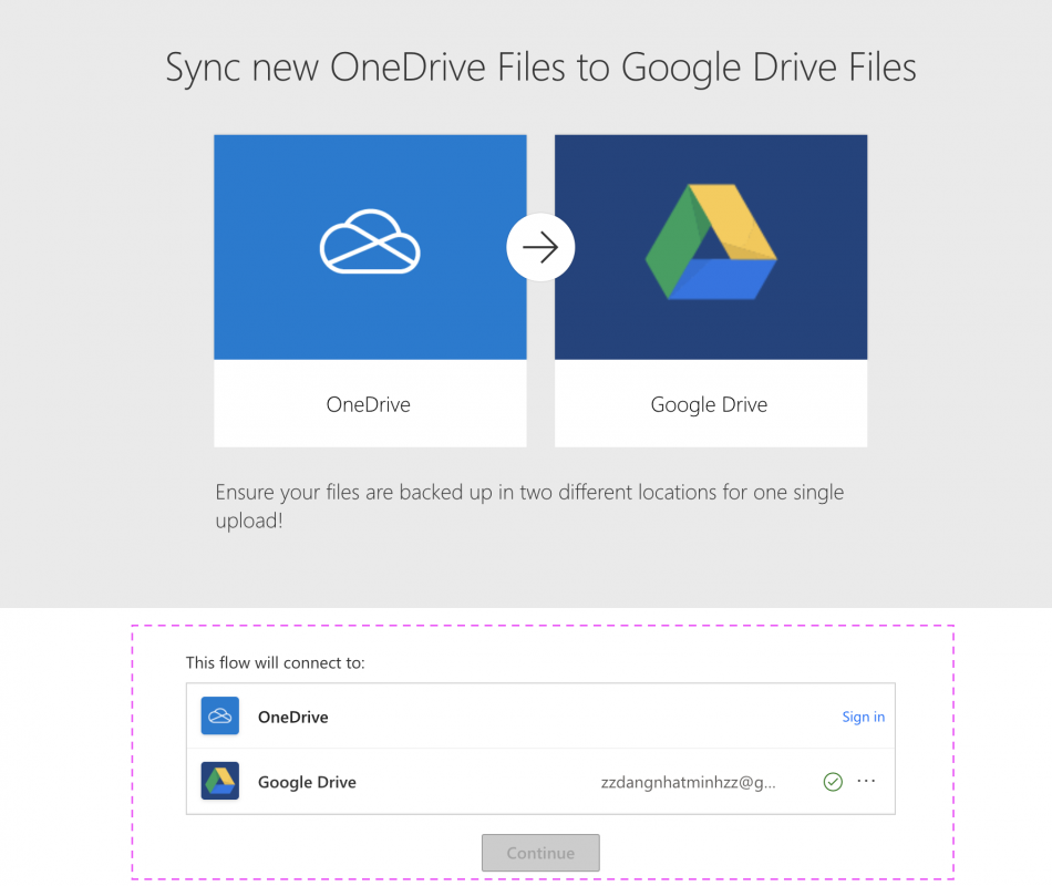 Cách tự động đồng bộ dữ liệu từ OneDrive sang Google Drive