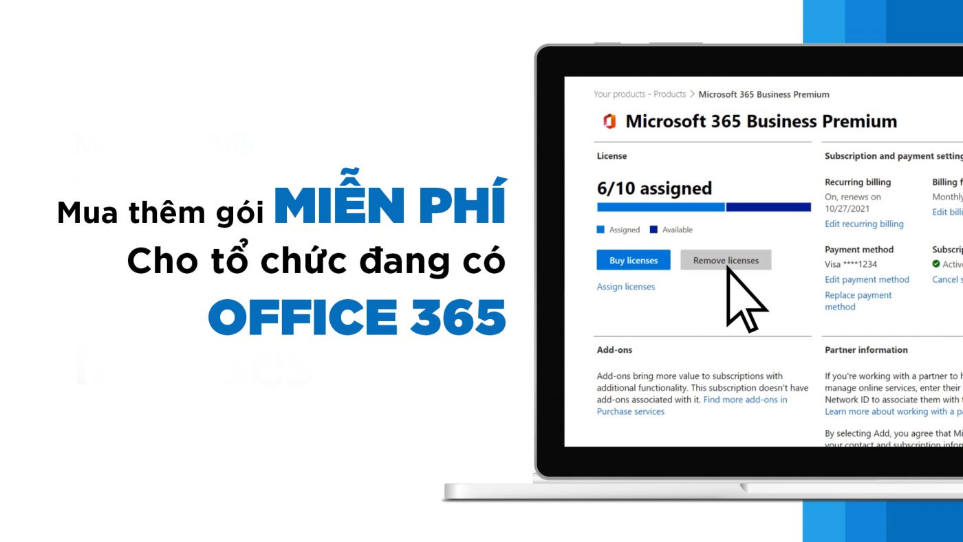 Có thể mua gói miễn phí cho tổ chức Office 365 đang dùng không?