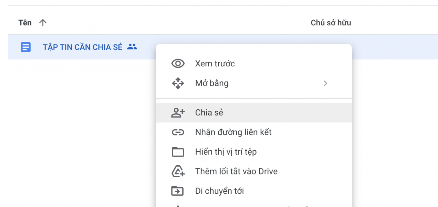 Chia sẻ dữ liệu trên Google Drive