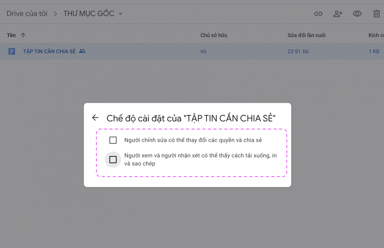 Cấm người dùng tải file được chia sẻ