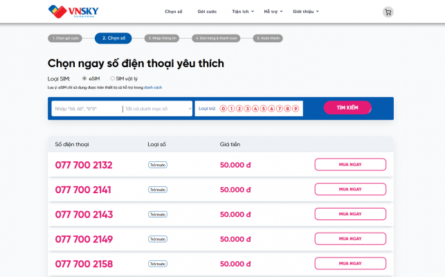 Mua eSim Online với VNSKY