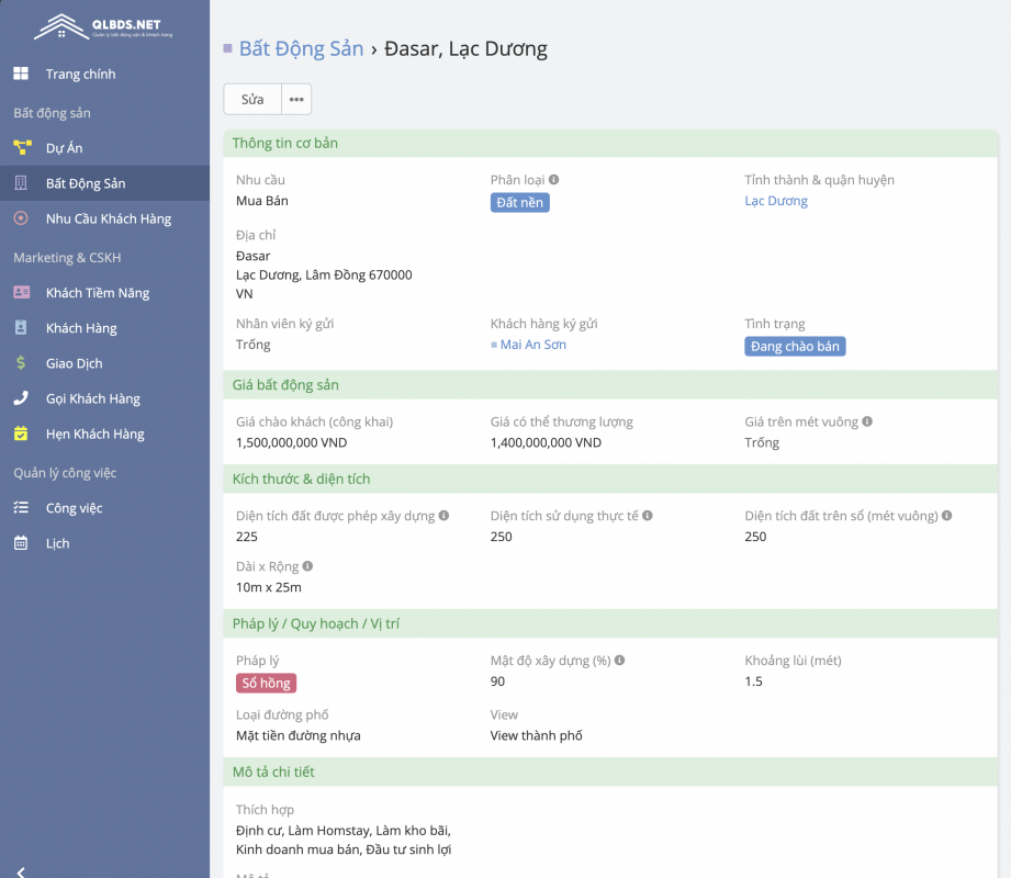 Tính năng quản lý bất động sản trên phần mềm quản lý bđs